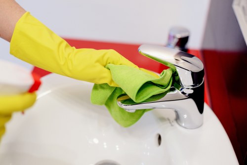 Cleaning staff following a safety-first approach during indoor work